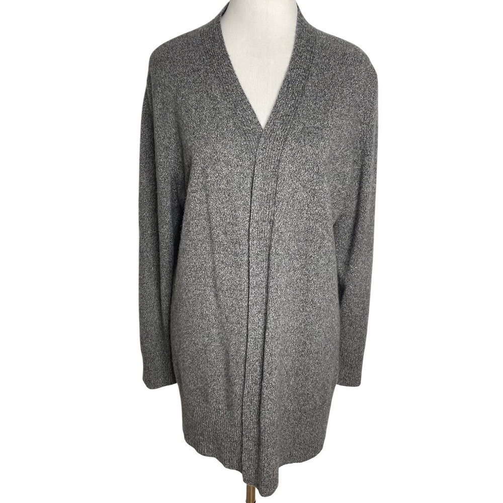 Valerie‎ Stevens Gray Mélange Cashmere Open Cardigan Sweater XL